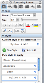 Style menu