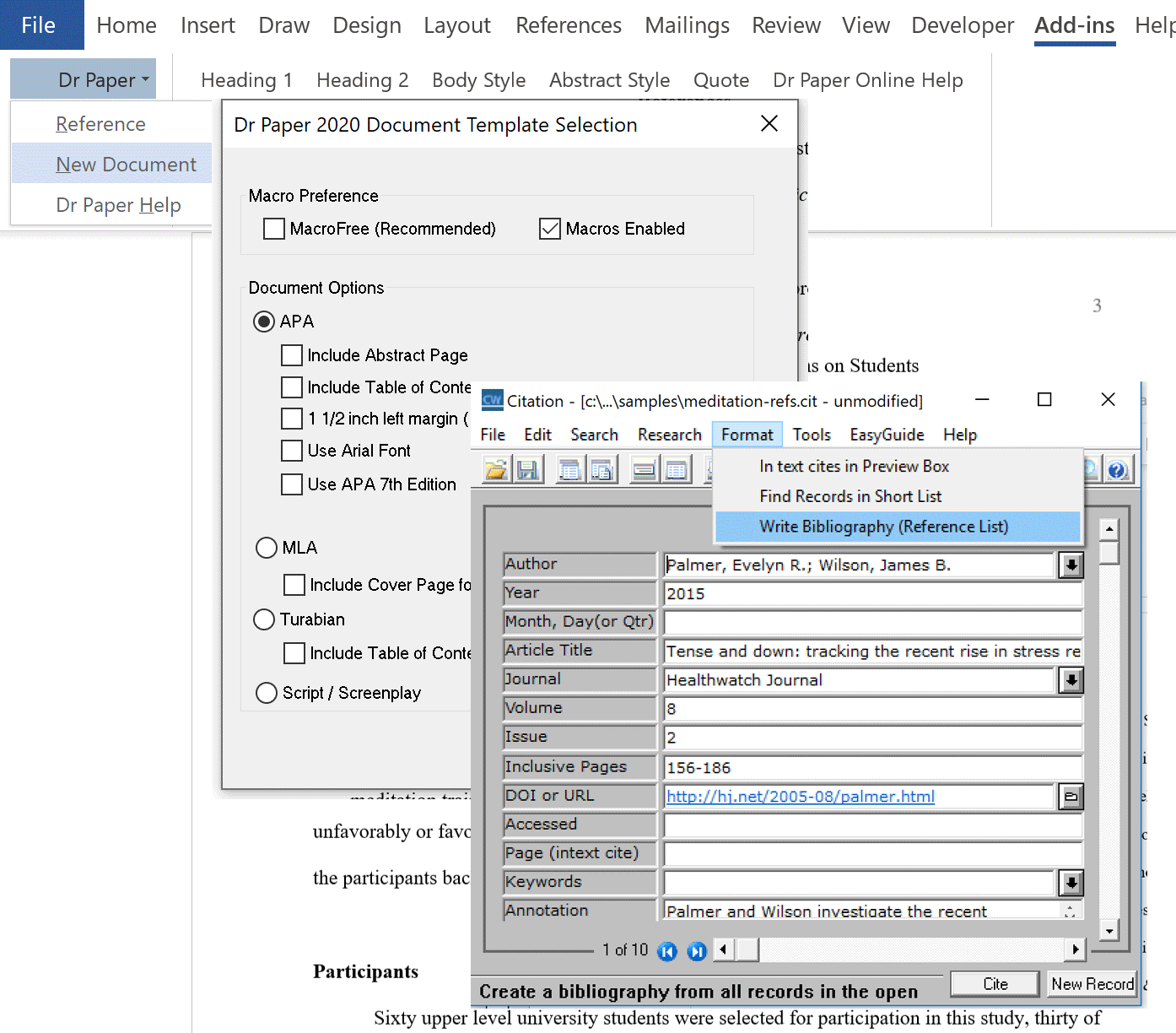 insert reference in word 2016 turabian style
